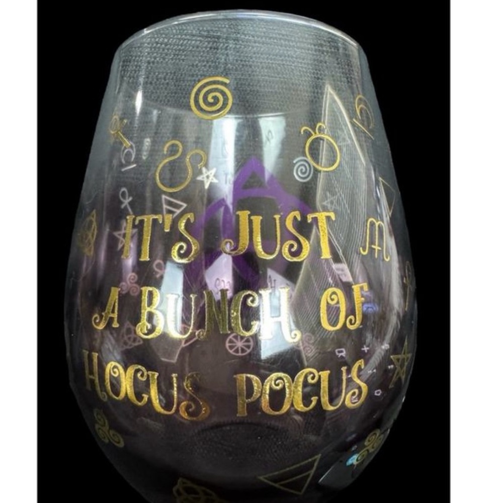 Spirit Hocus Pocus Stemless Wineglass with Gold and Purple Accents